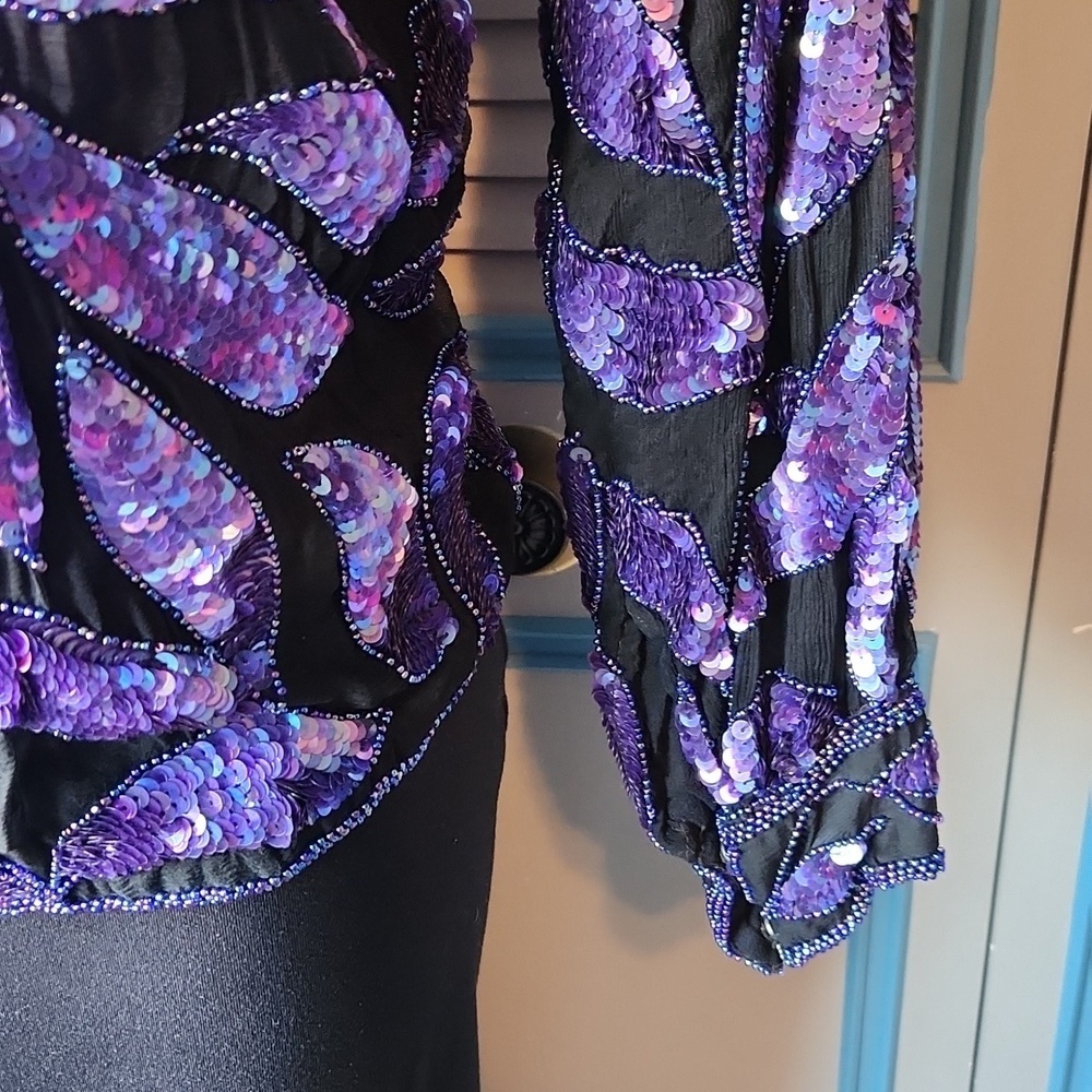 Vintage Black and Purple Sequin Top - Picture 8 of 12